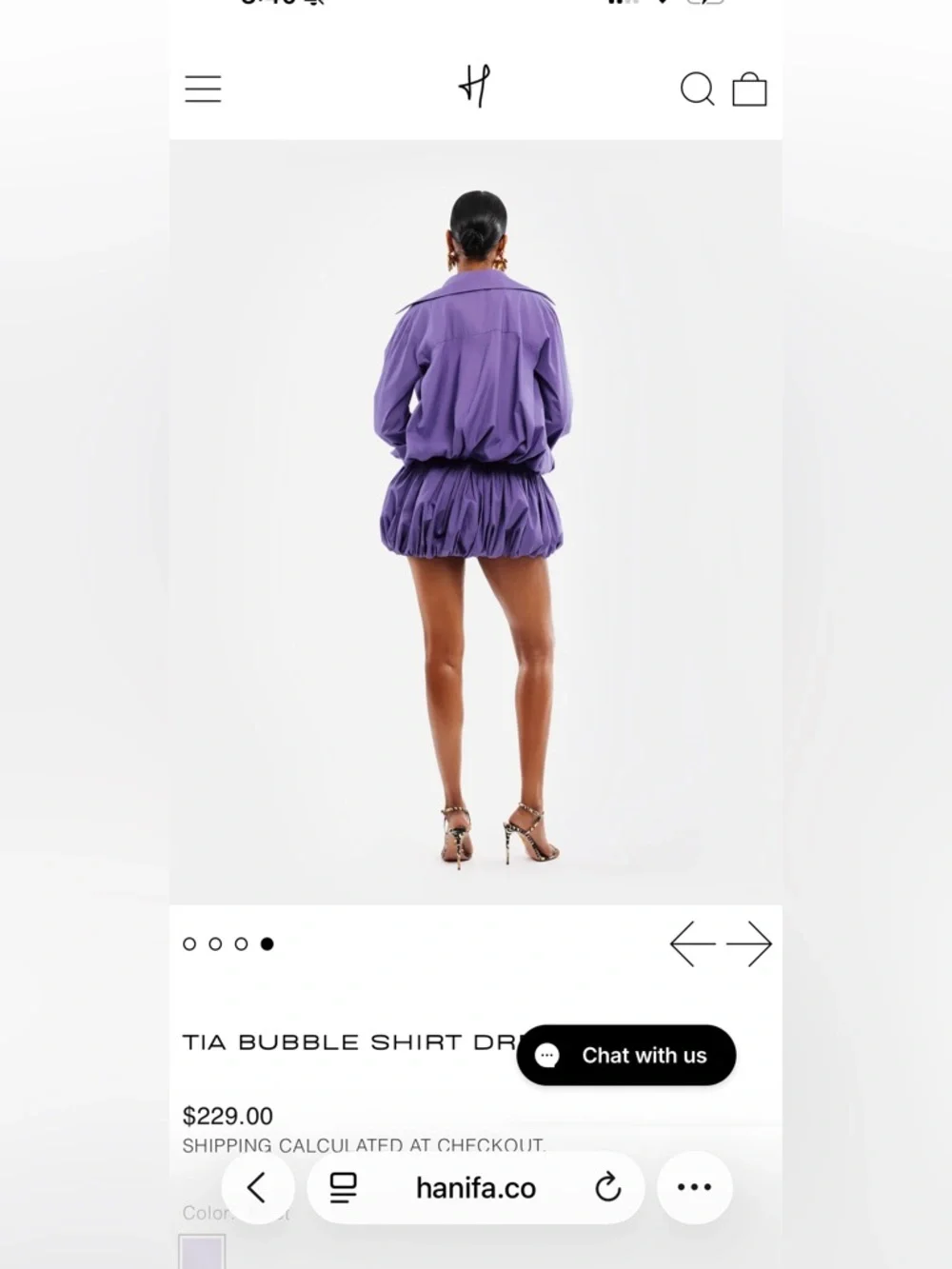 Hanifa Purple Bubble Shirt Mini Dress - Picture 2 of 4